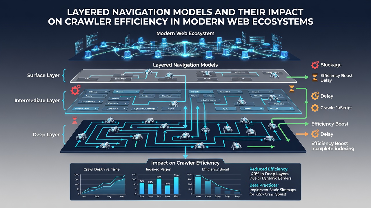 Chart depicting crawler efficiency metrics before and after layered navigation optimizations