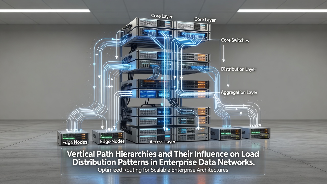 Network topology visualization showing load balancing across vertical path layers in a data center environment